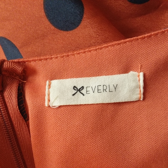 Everly Polka Dot Pumpkin Colored Dress - Picture 2 of 5